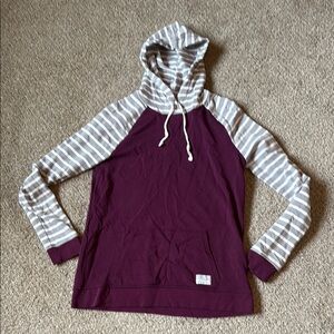 Striped Sleeve Purple Hoodie